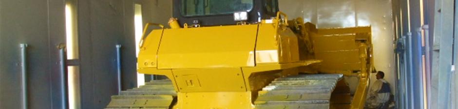 Komatsu D65PX-15 at final stages of re-spray
