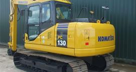 A re-sprayed Komatsu PC130-7 excavator